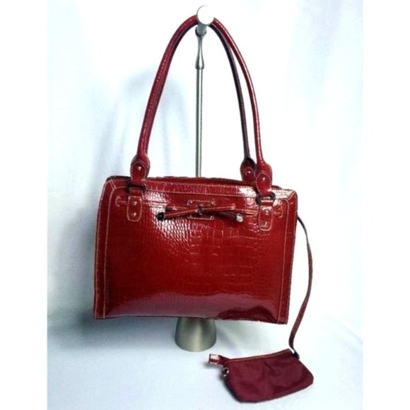 Liz Claiborne Red Tote Bag in Alligator Pattern - Picture 2 of 9